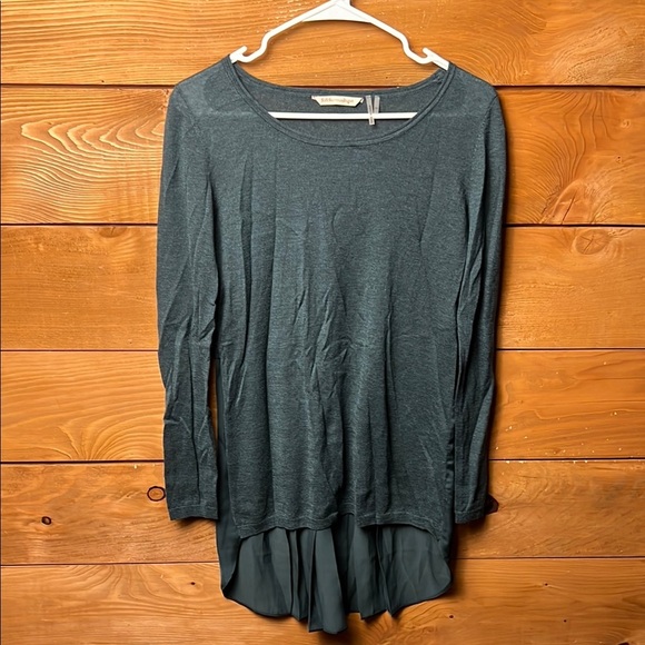 Soft Surroundings Women Sweater XS Wool Alpaca Pleated‎ High Low Cozy Career Grn - Picture 1 of 9
